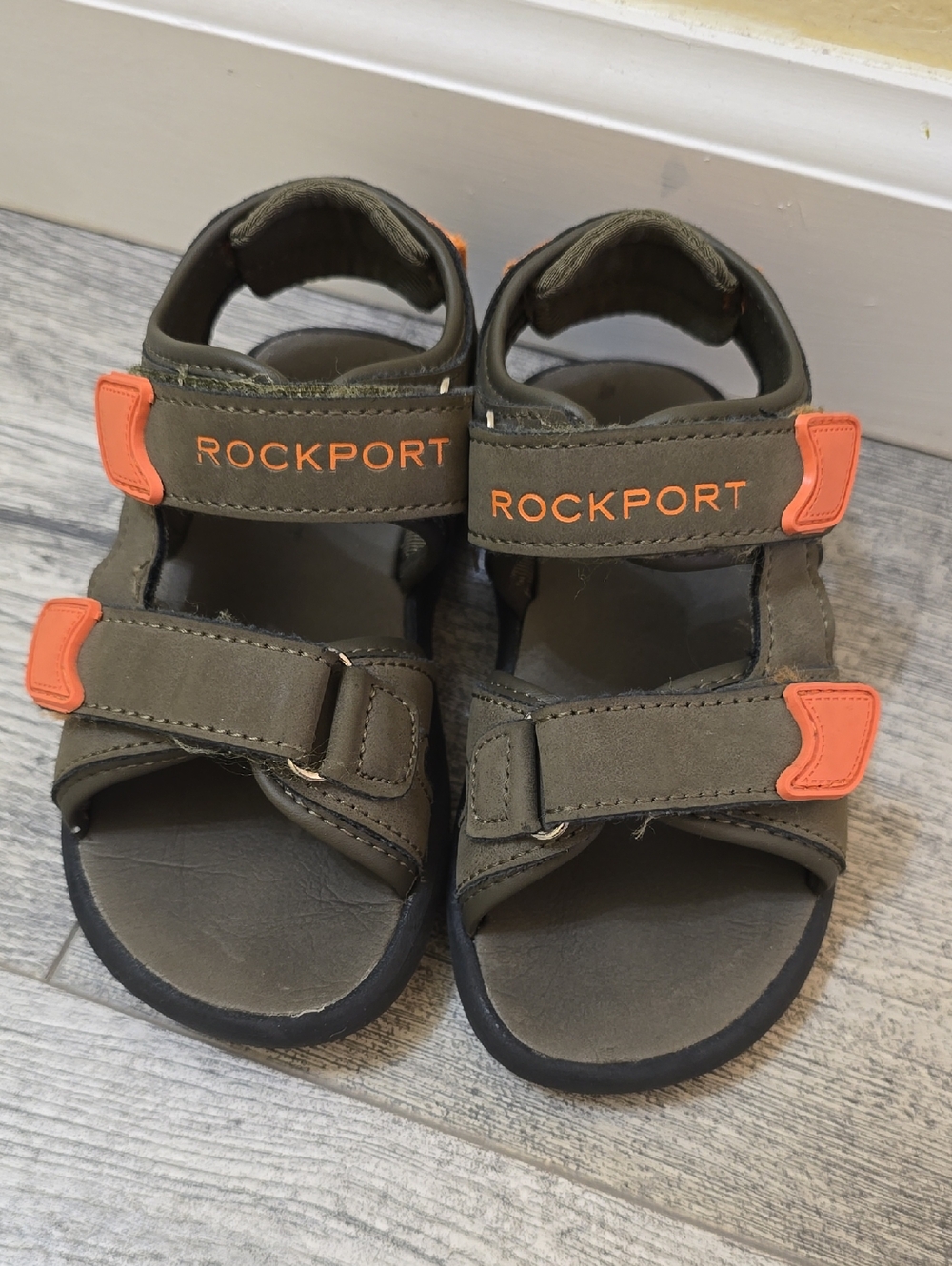 Rockport Kids Olive and Orange Adjustable Strap Sandals